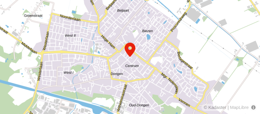 Locatie van Middenman Dongen