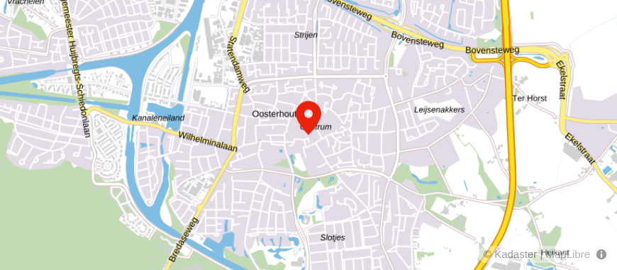 Locatie van Van de Water Makelaars Oosterhout