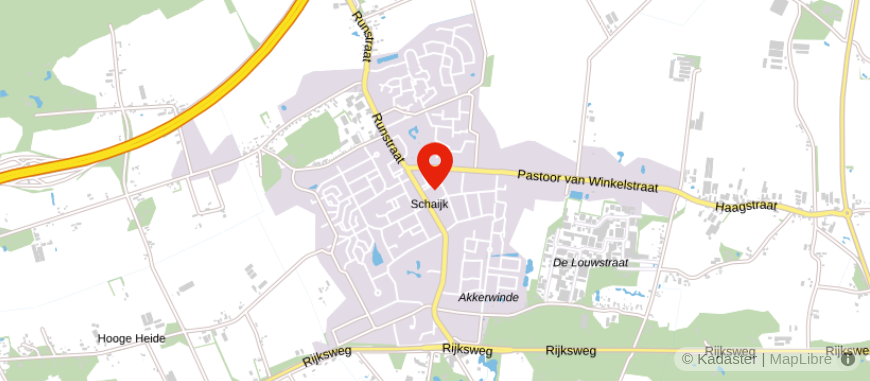 Locatie van Rivez-Zuiderhuis,  kantoor Schaijk