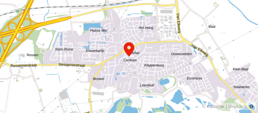 Locatie van De Wit uitvaartcentrum in Bemmel