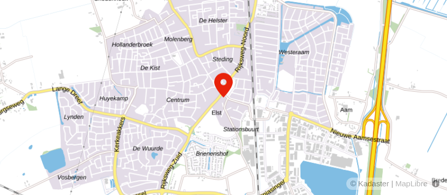 Locatie van Univé Stad en Land Elst