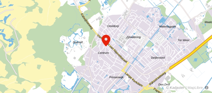 Locatie van Van Wijk en Zwart Notarissen Wassenaar