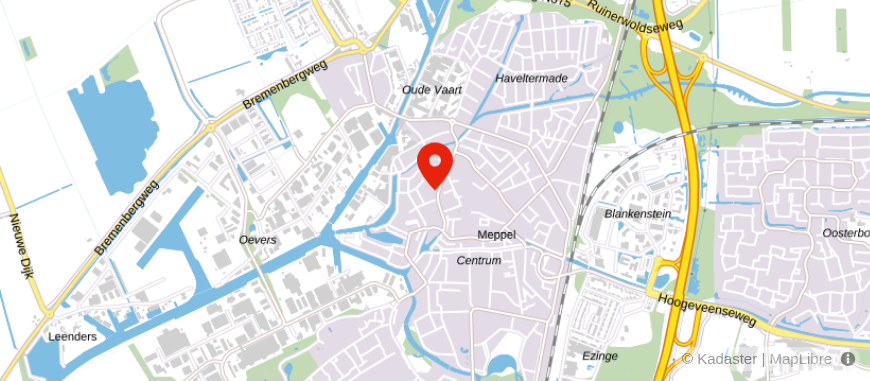 Locatie van Veldsink Advies, Meppel
