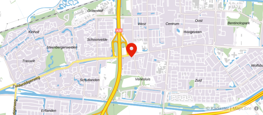Locatie van Groenhout Makelaars Hoogeveen