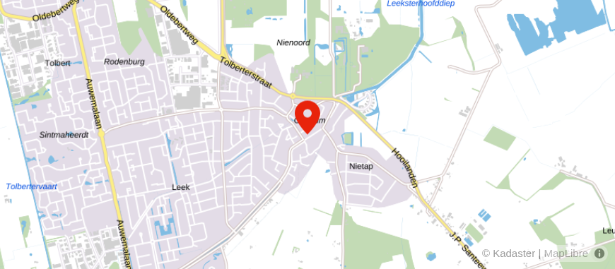 Locatie van Univé Noord-Nederland Leek