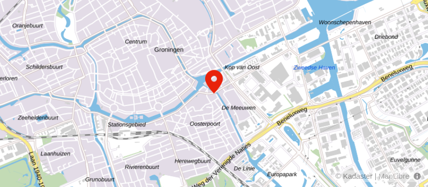 Locatie van Rabobank Groningen