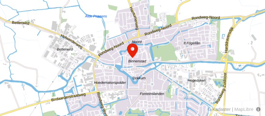 Locatie van Woonaccent Makelaars Friesland (Dokkum)